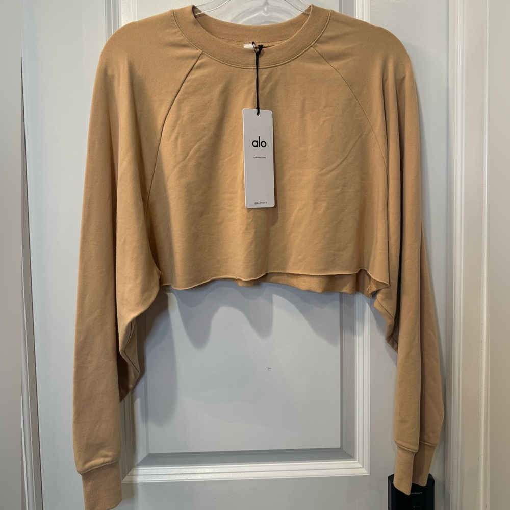 Alo Yoga Cropped Sweatshirt Tan